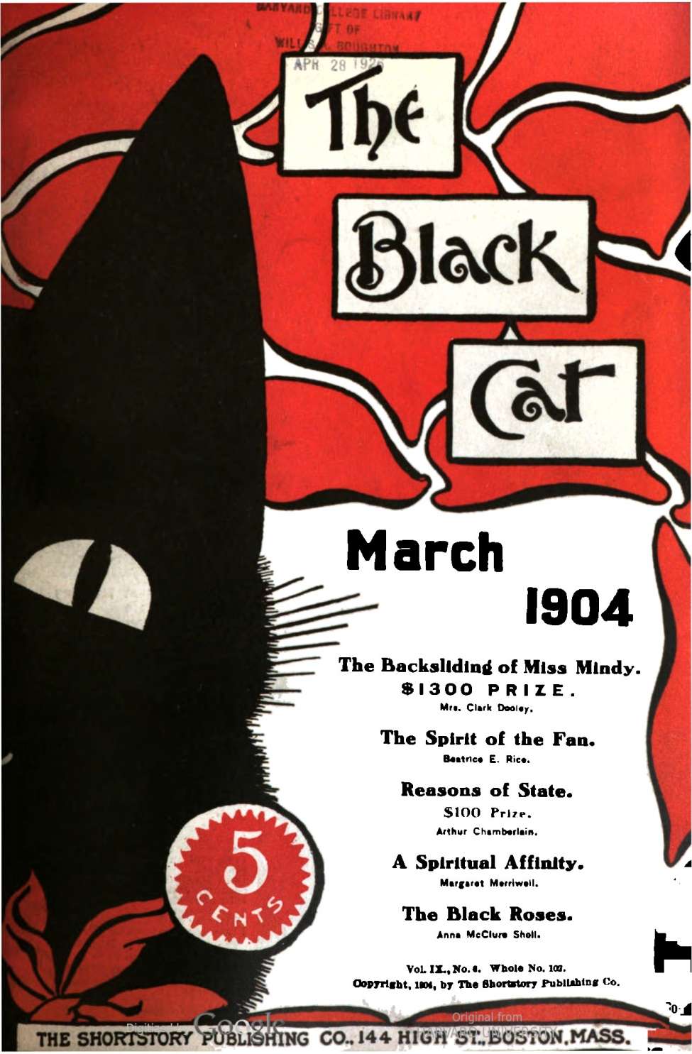 Book Cover For The Black Cat v9 6 - The Backsliding of Miss Mindy - Mrs. Clark Dooley