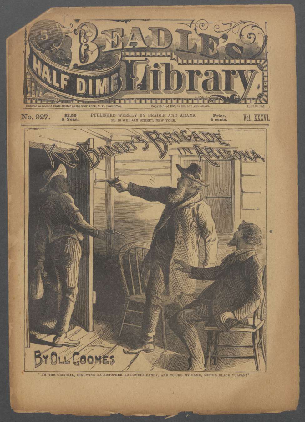 Book Cover For Beadle's Half Dime Library 927 - Kit Bandy's Brigade on Arizona