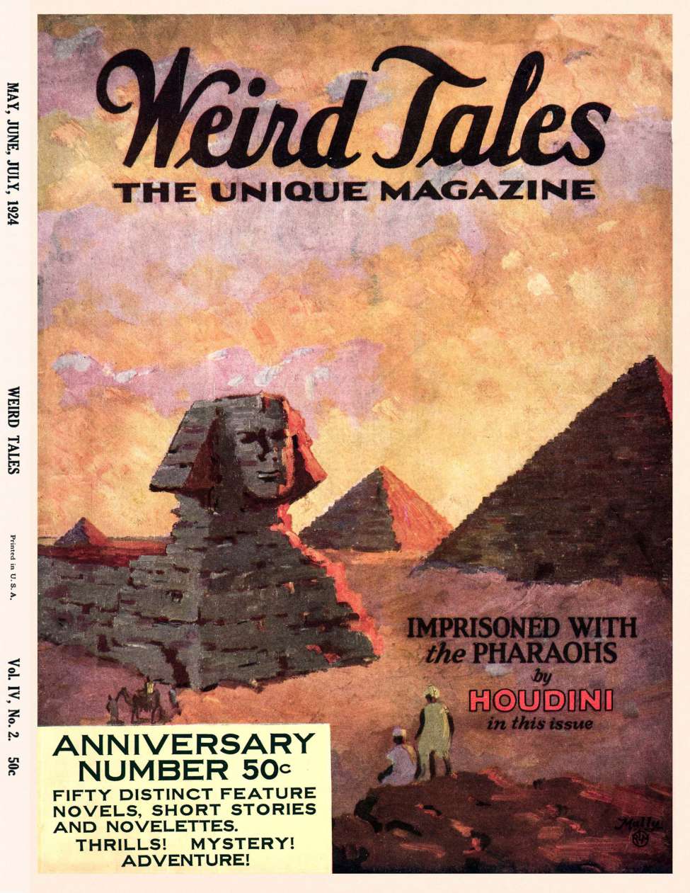 Book Cover For Weird Tales v4 2 - Imprisoned With The Pharaohs - Houdini