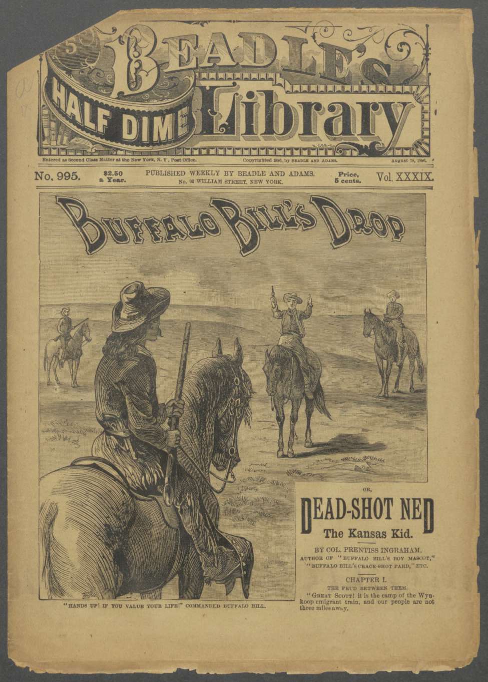 Book Cover For Beadle's Half Dime Library 995 - Buffalo Bill's Drop