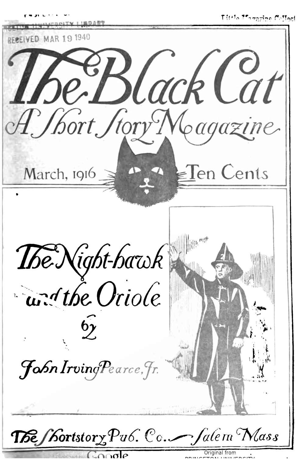 Book Cover For The Black Cat v21 6 - The Night-Hawk and the Oriole - John Irving Pearce, Jr