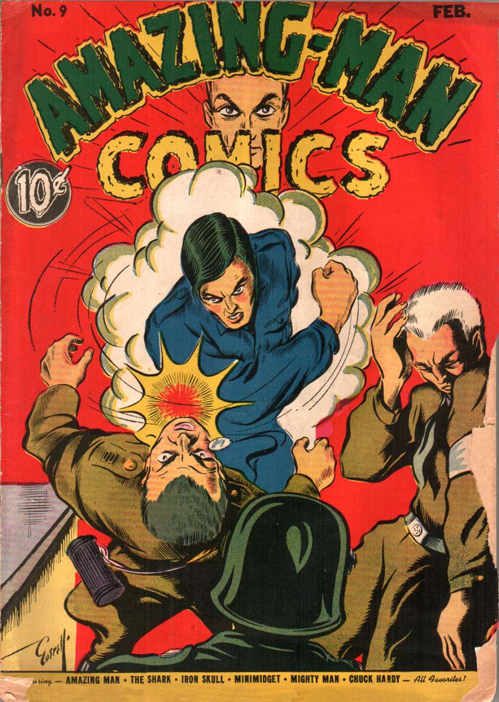 Comic Book Cover For Amazing Man Comics 9