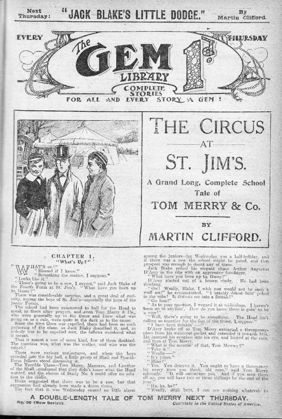 Comic Book Cover For The Gem v2 96 - The Circus at St. Jim’s