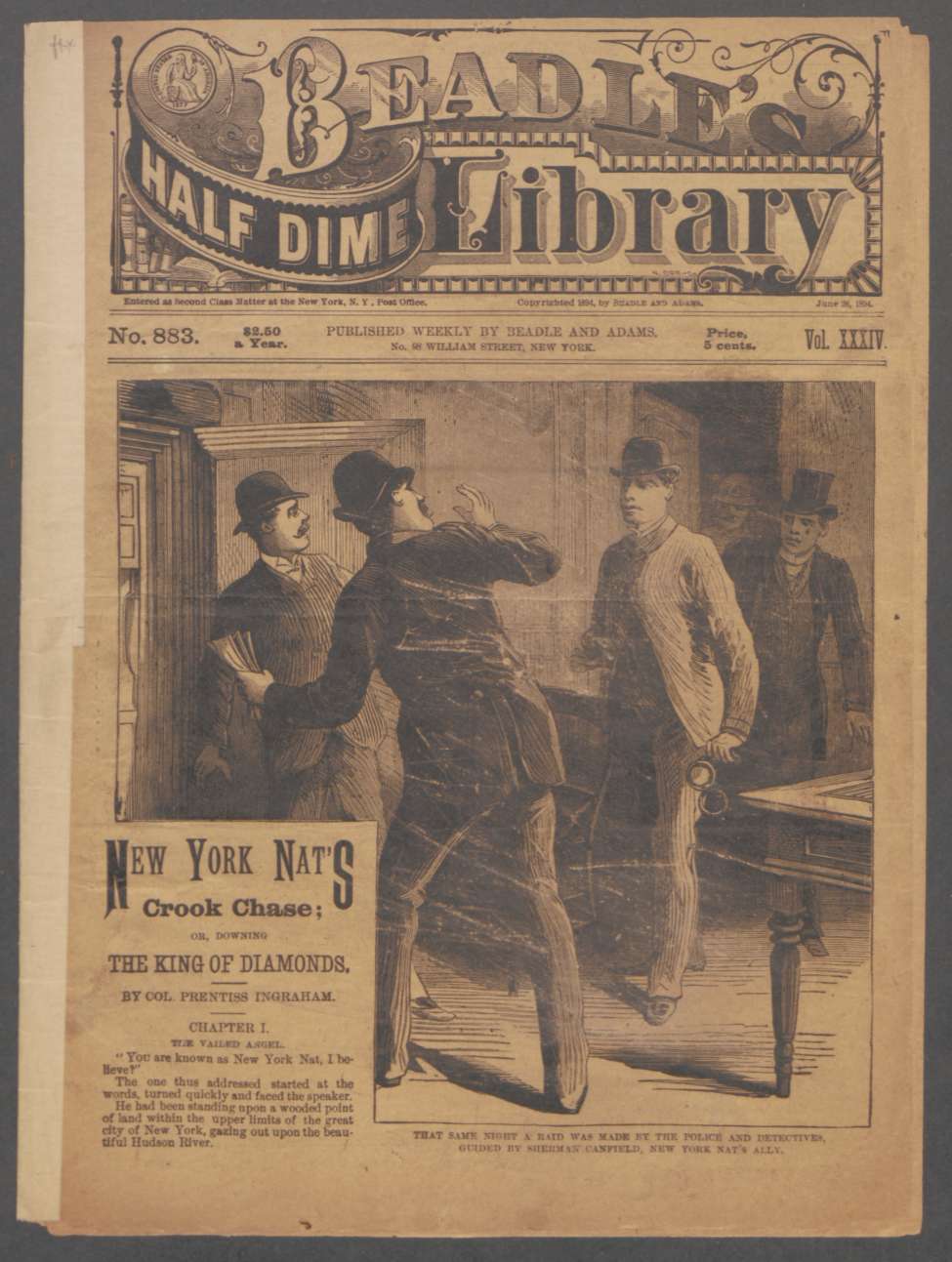 Book Cover For Beadle's Half Dime Library 883 - New York Nat's Crook Chase