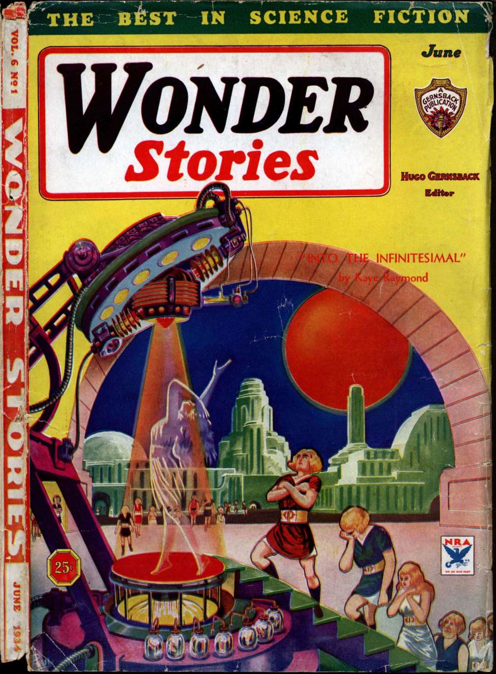 Book Cover For Wonder Stories v6 1 - Into the Infinitesimal - Kaye Raymond