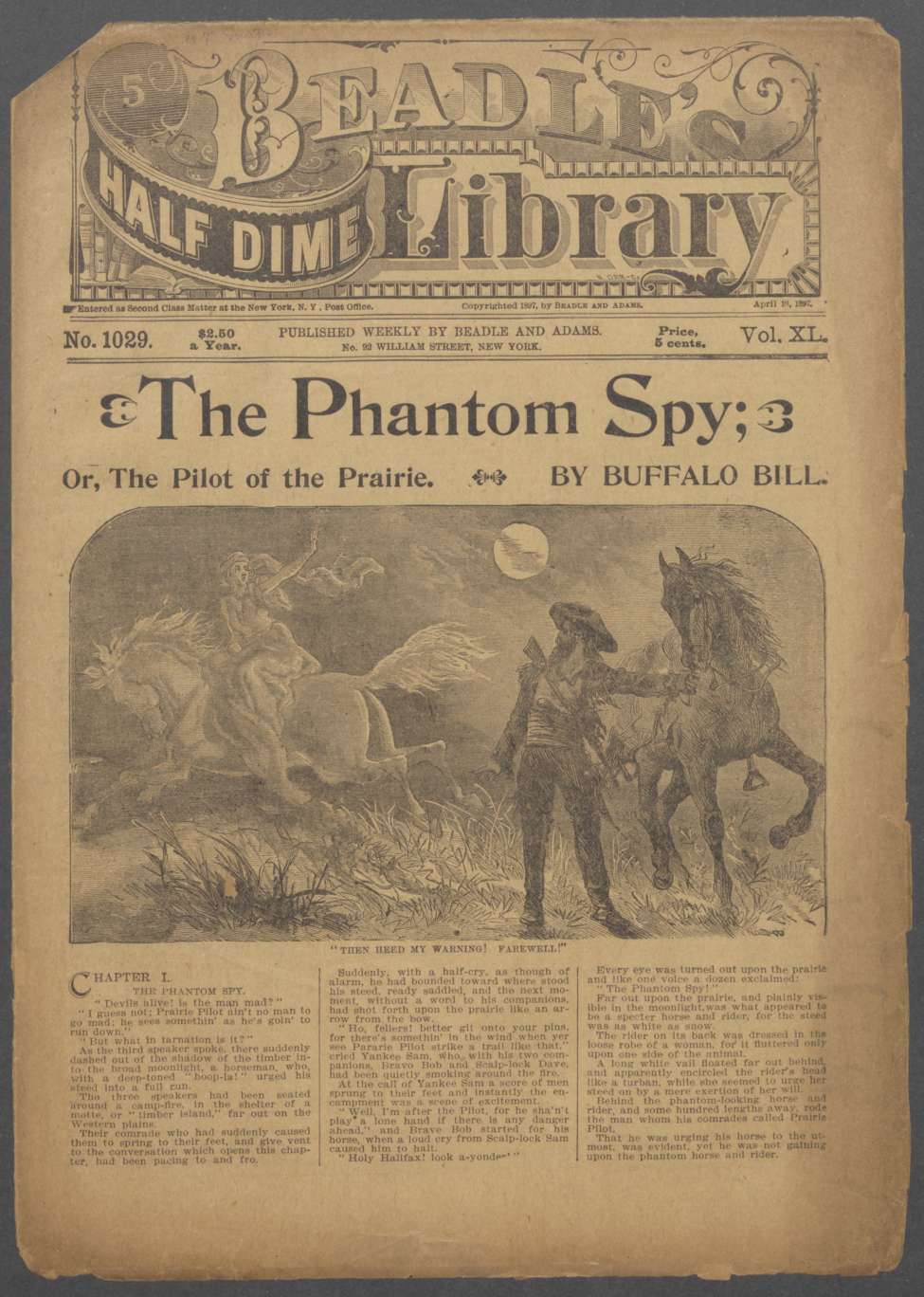 Book Cover For Beadle's Half Dime Library 1029 - The Phantom Spy
