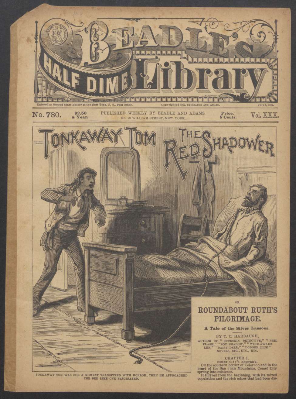 Book Cover For Beadle's Half Dime Library 780 - Tonkaway Tom, the Red Shadower