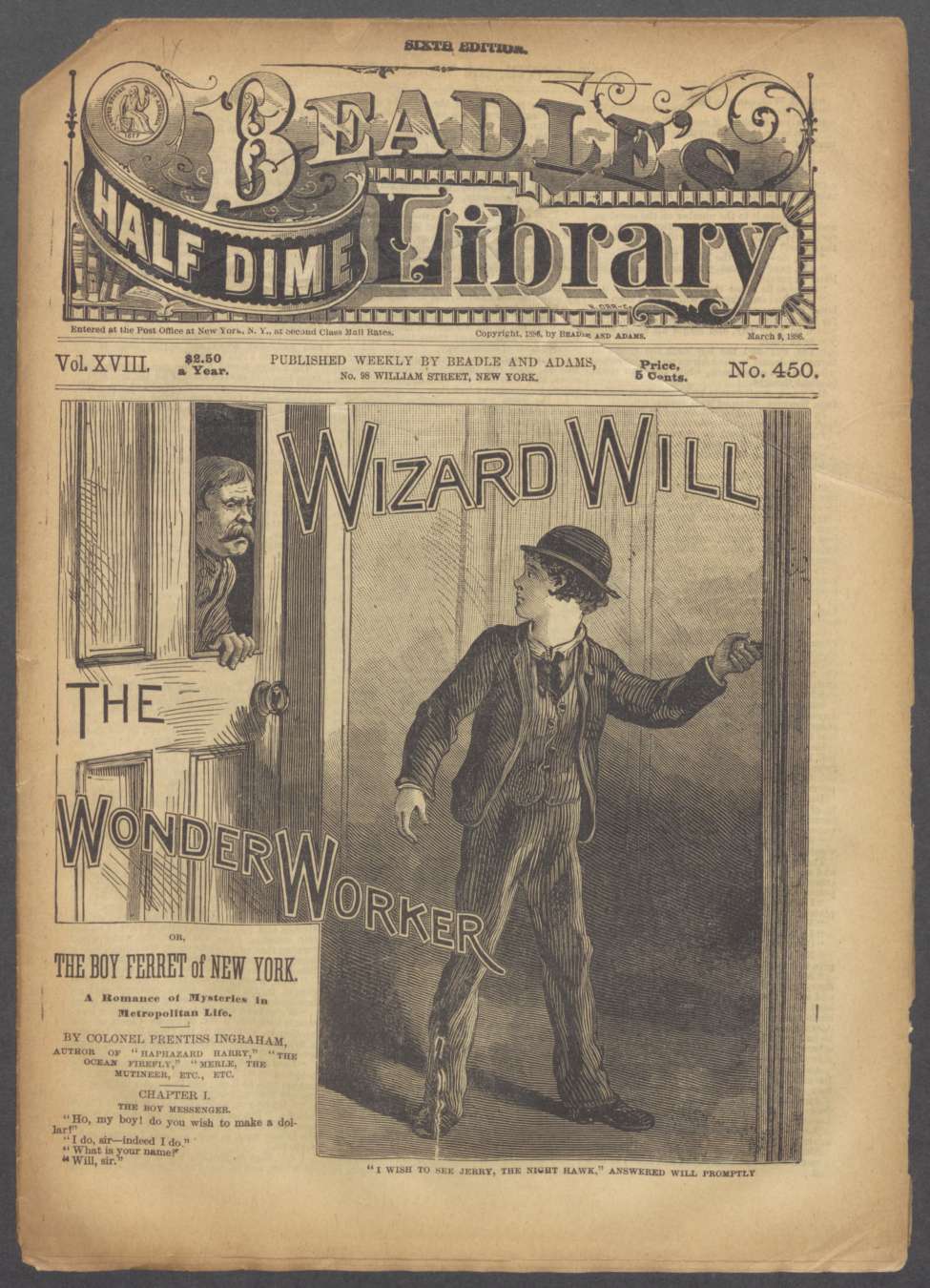 Book Cover For Beadle's Half Dime Library 450 - Wizard Will, the Wonder Worker