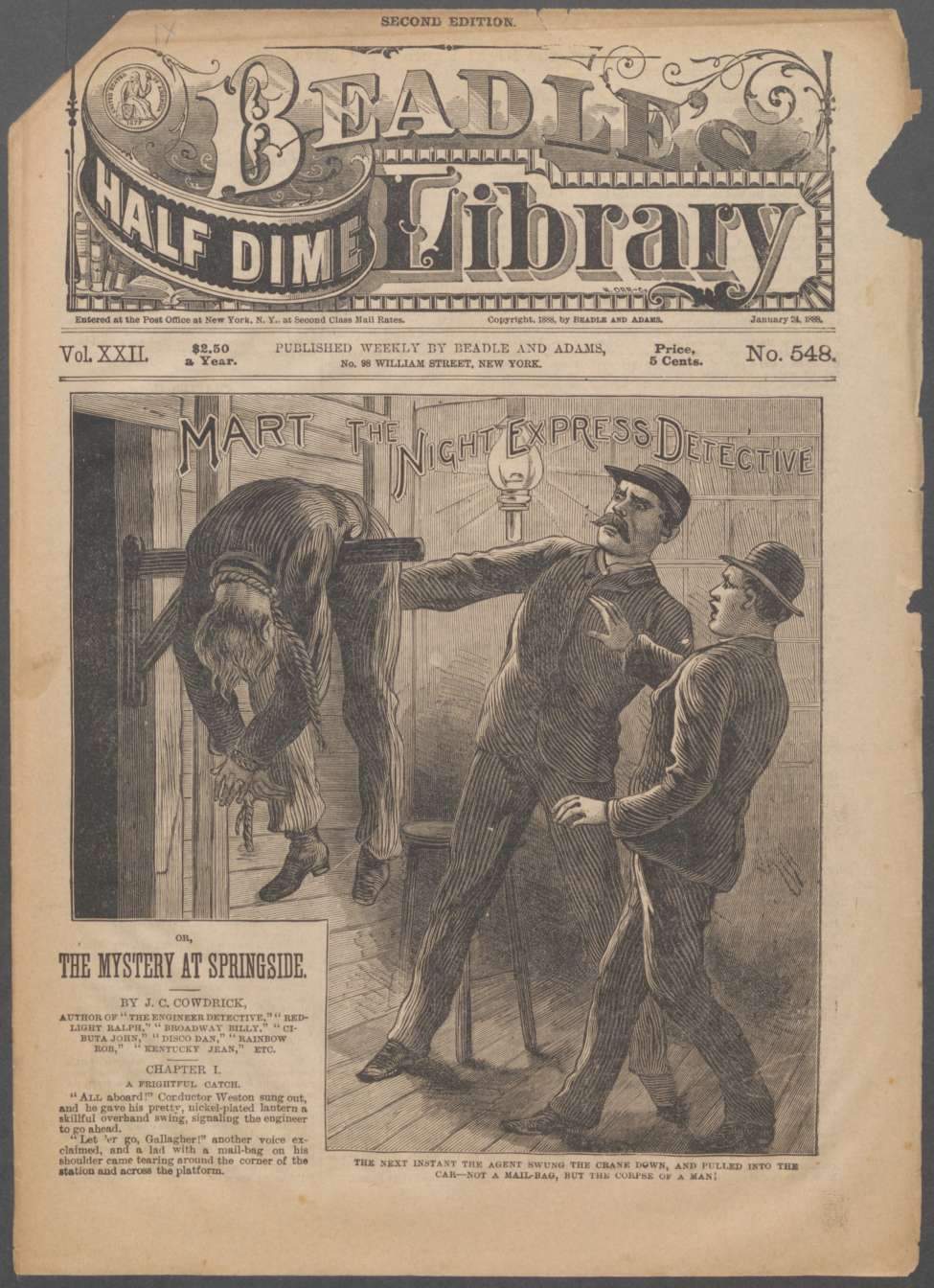 Book Cover For Beadle's Half Dime Library 548 - Mart , the Night Express Detective