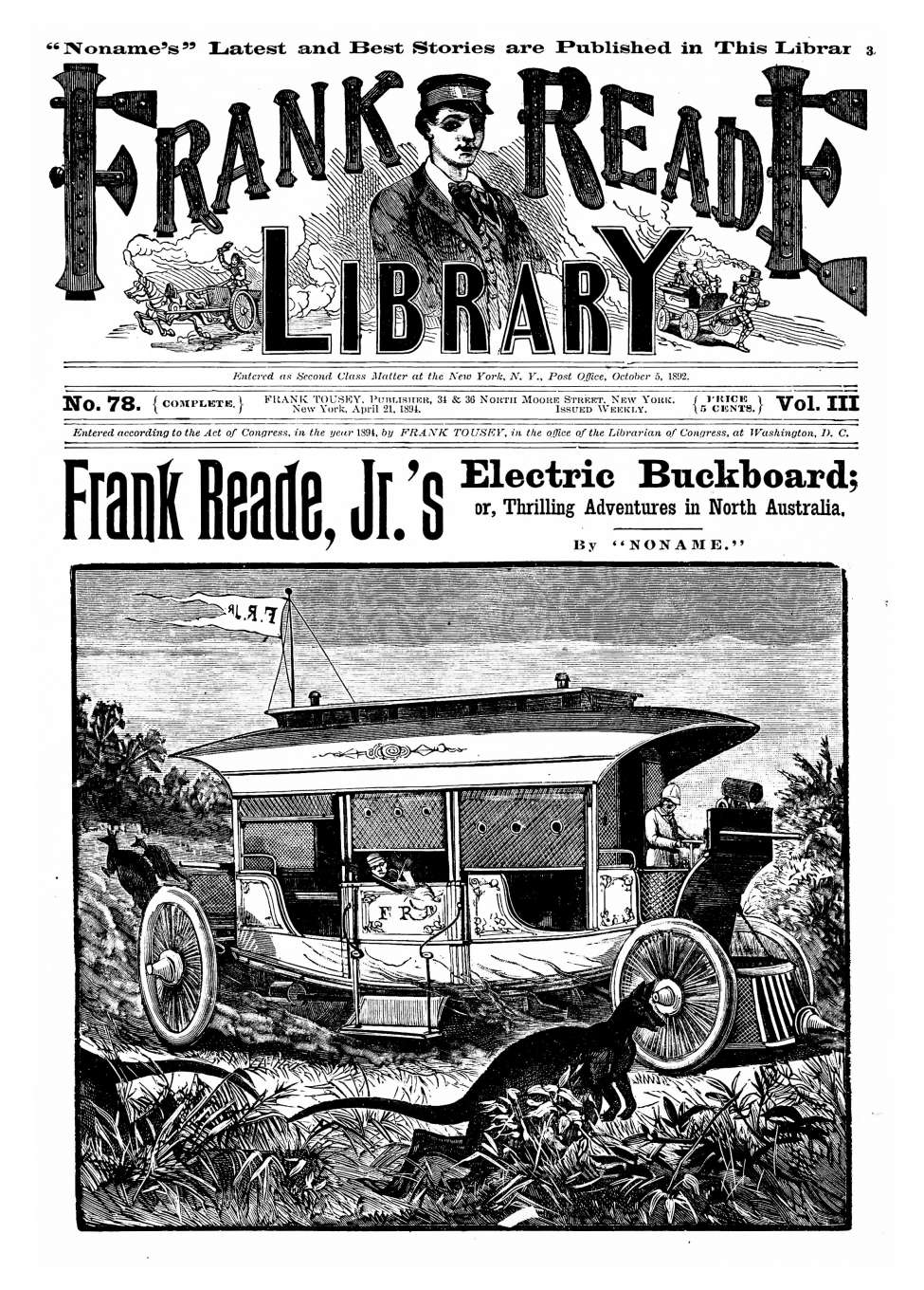 Comic Book Cover For v03 78 - Frank Reade, Jr.'s, Electric Buckboard