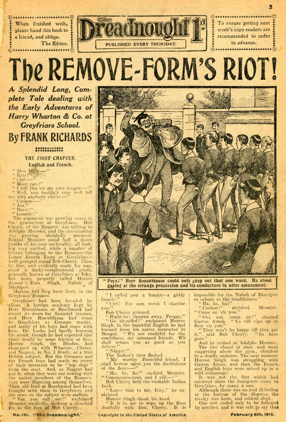 Comic Book Cover For The Dreadnought 141 - The Remove Form's Riot!