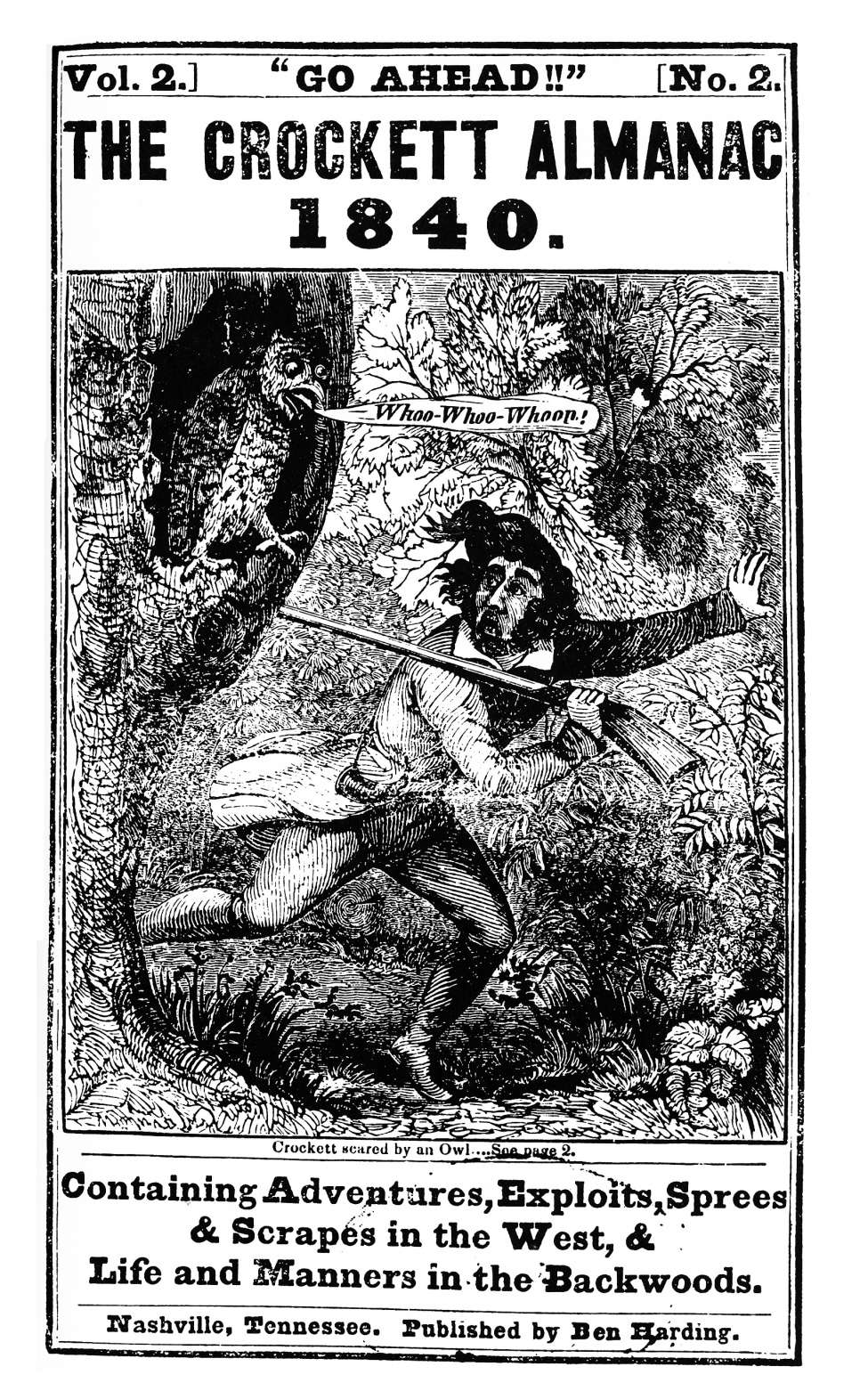 Comic Book Cover For Davy Crockett's Almanack 1840