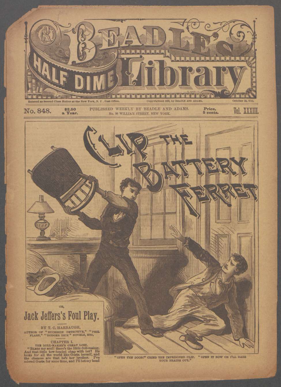 Book Cover For Beadle's Half Dime Library 848 - Clip, the Battery Ferret