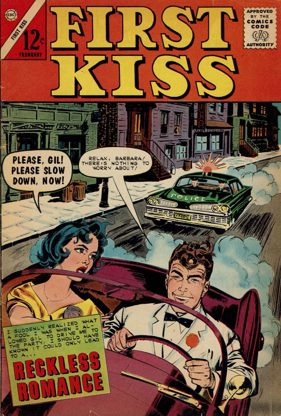 First Kiss #30 1963-Charlton-besy cover of the series-sports car police  chase