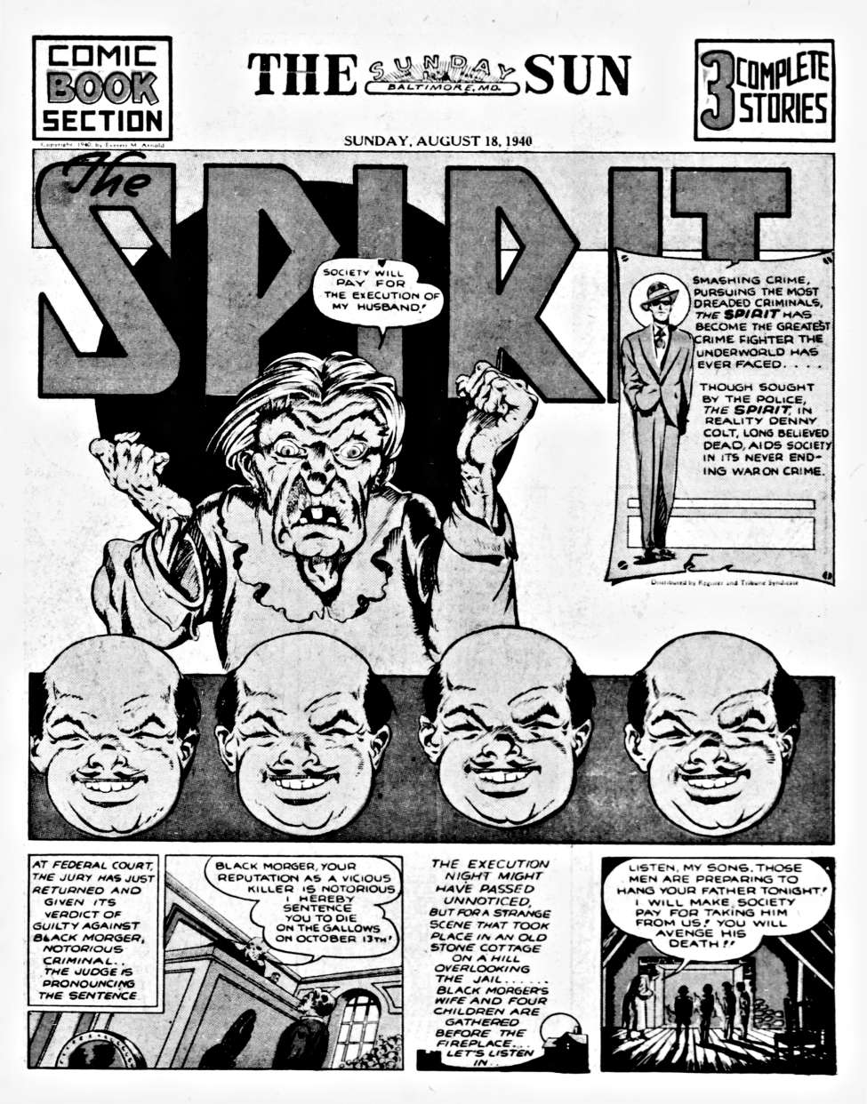 Book Cover For The Spirit (1940-08-18) - Baltimore Sun (b/w)