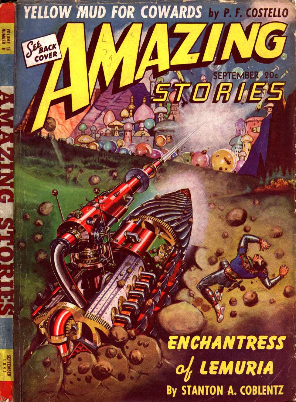 Book Cover For Amazing Stories v15 9 - Enchantress of Lemuria - Stanton A. Coblentz