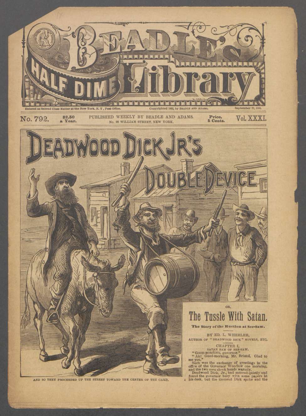 Book Cover For Beadle's Half Dime Library 792 - Deadwood Dick Jr.'s Double Device