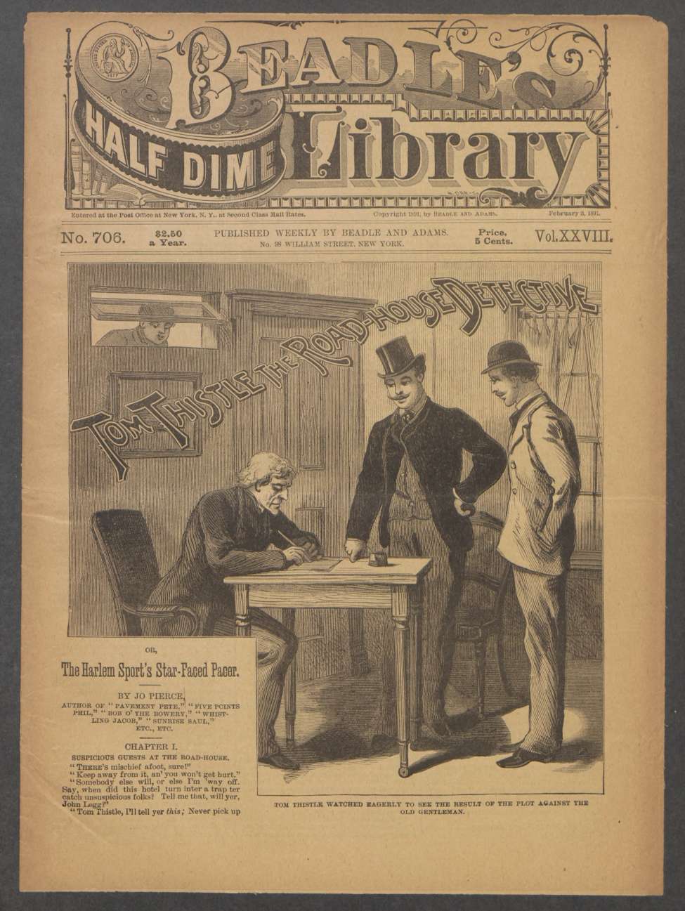 Book Cover For Beadle's Half Dime Library 706 - Tom Thistle, the Road-House Detective