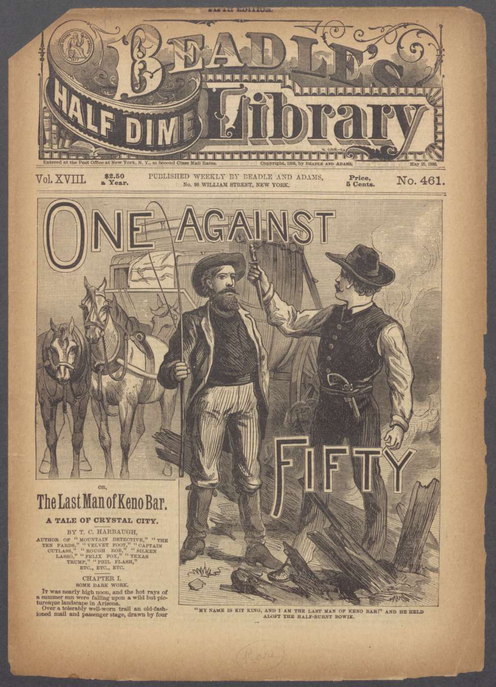 Book Cover For Beadle's Half Dime Library 461 - One Against Fifty
