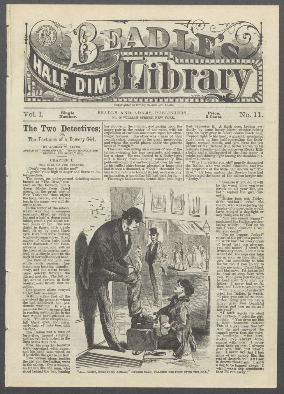 Book Cover For Beadle's Half Dime Library 11 - The Two Detectives