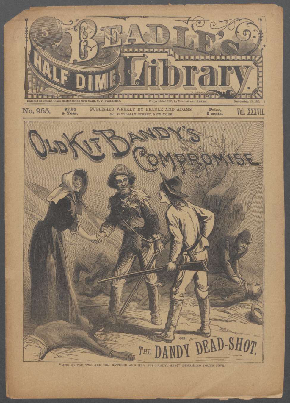 Book Cover For Beadle's Half Dime Library 955 - Young Jove, the Dandy Dead-Shot