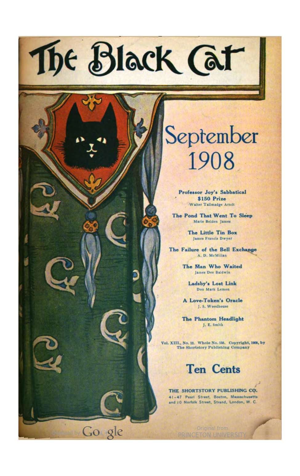 Book Cover For The Black Cat v13 12 - Professor Joy's Sabbatical - Walter Tallmadge Arndt