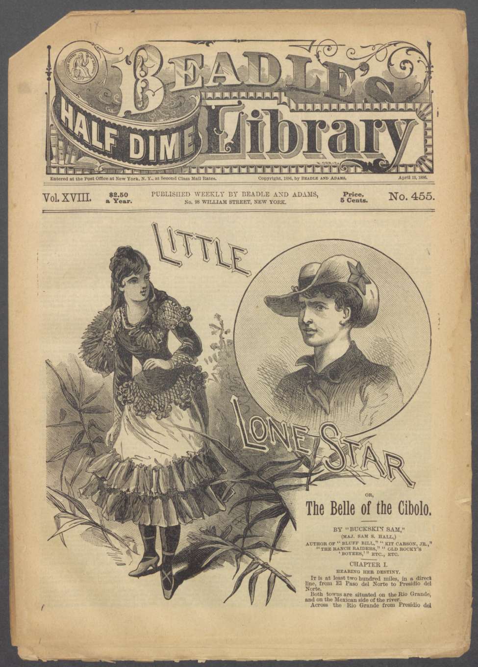 Book Cover For Beadle's Half Dime Library 455 - Little Lone Star