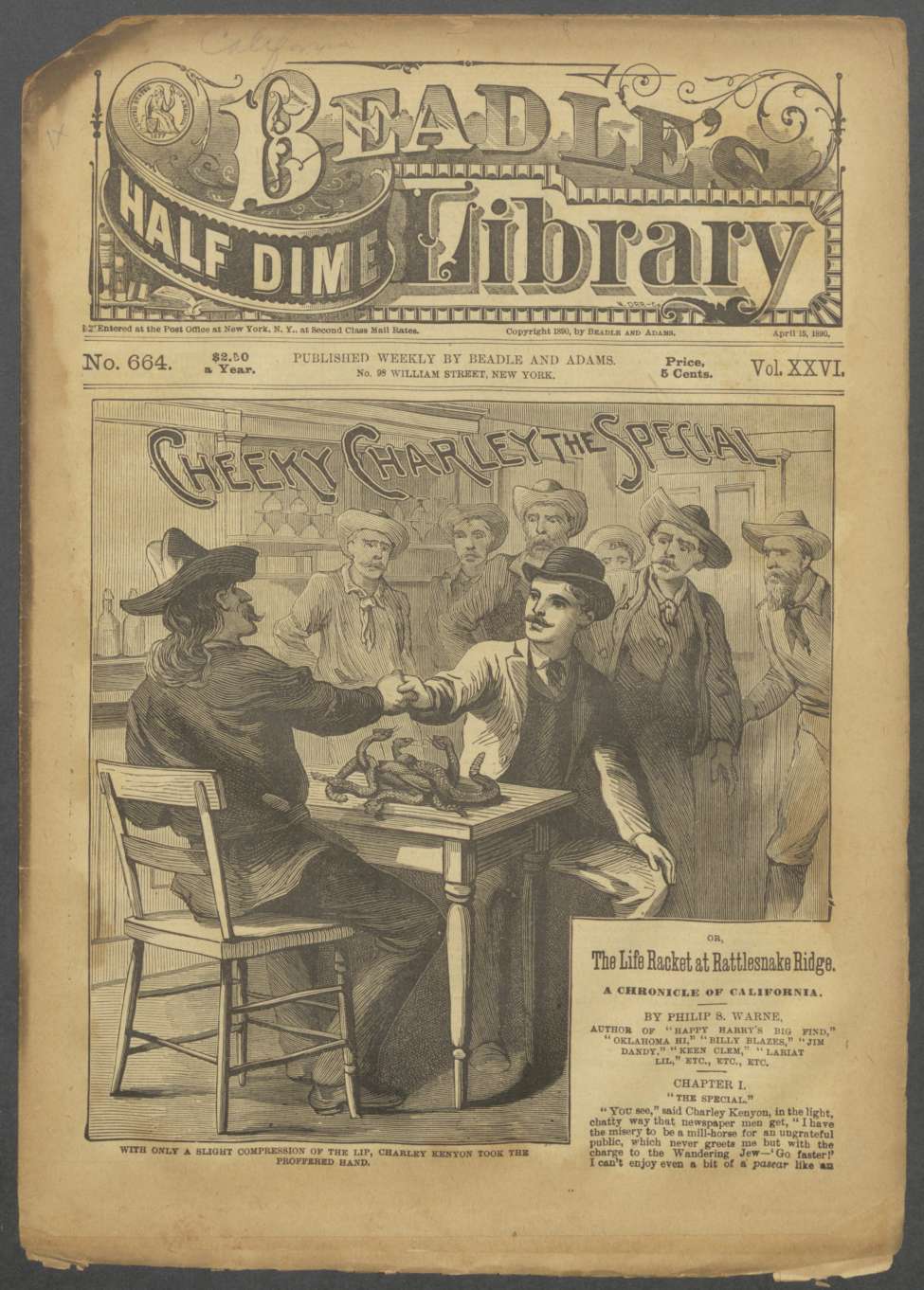 Book Cover For Beadle's Half Dime Library 664 - Cheeky Charley, the Special