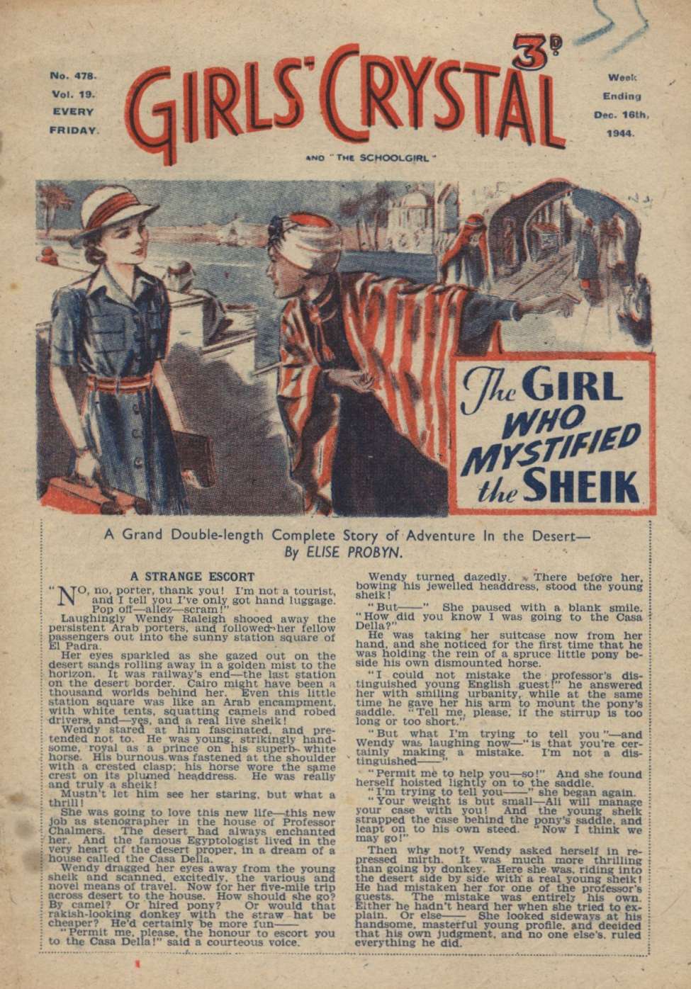Comic Book Cover For Girls' Crystal 478 - The Girl Who Mystified The Sheik