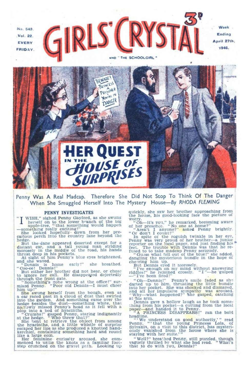 Comic Book Cover For Girls' Crystal 549 - Her Quest In The House Of Surprises