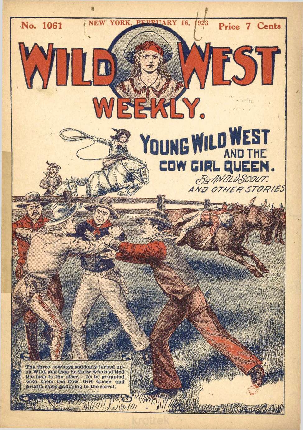 Book Cover For Wild West Weekly 1061 - Young Wild West and the Cow Girl Queen