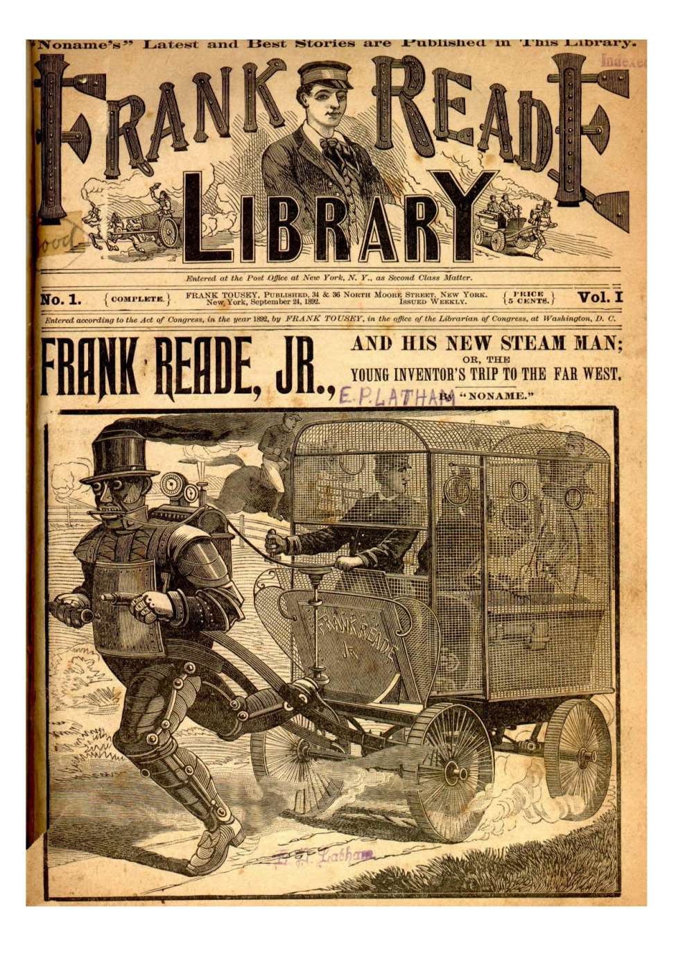 Book Cover For v01 1 - Frank Reade Jr. and His New Steam Man (alt)