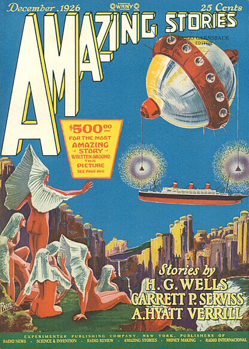 Book Cover For Amazing Stories v1 9 - The First Men in the Moon - H. G. Wells p1