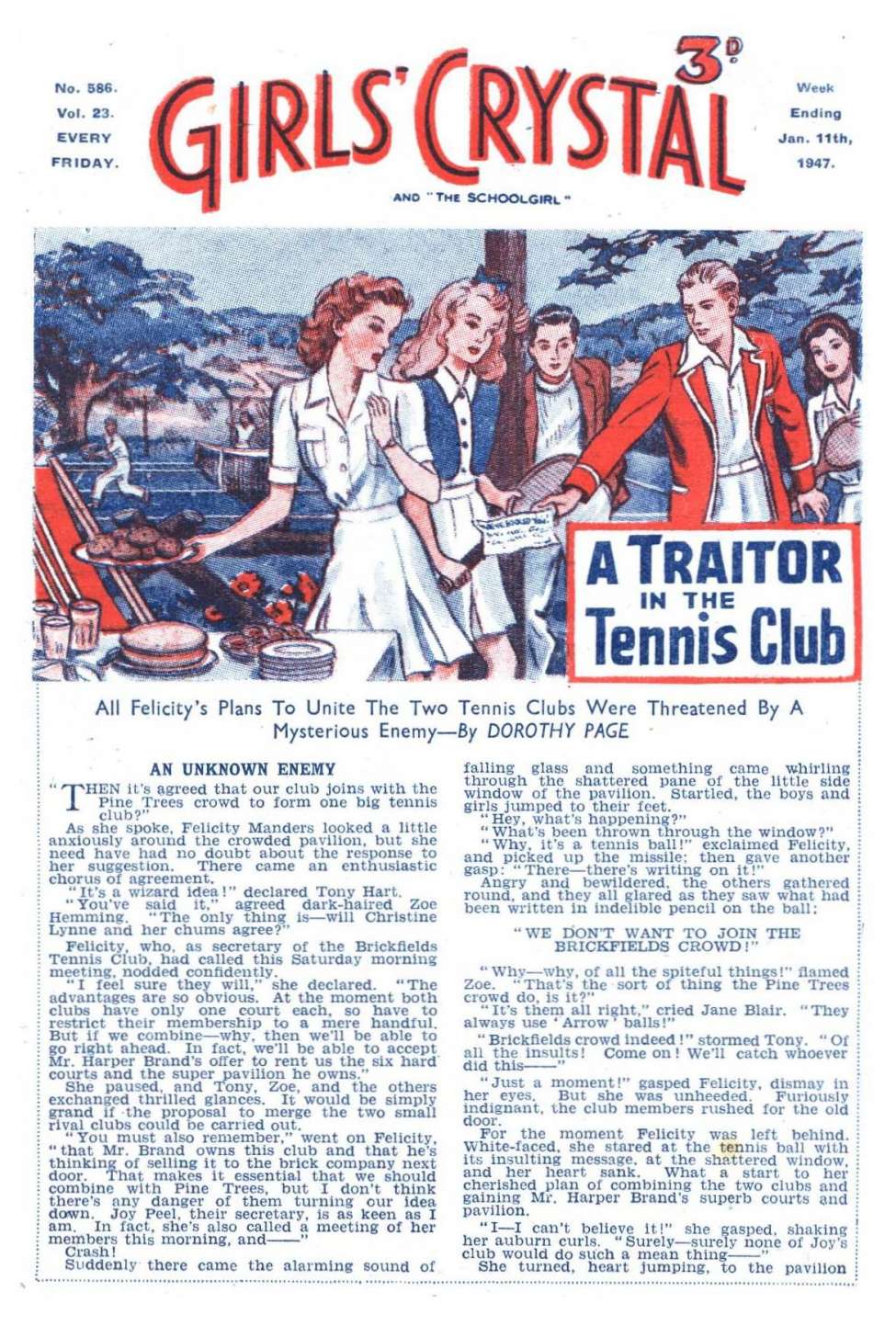Comic Book Cover For Girls' Crystal 586 - A Traitor in the Tennis Club