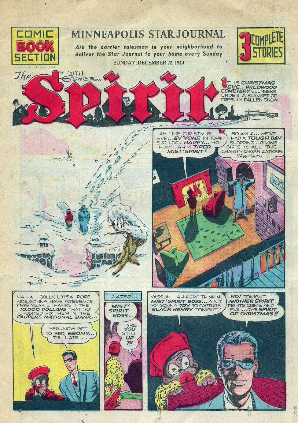 Comic Book Cover For The Spirit (1940-12-22) - Minneapolis Star Journal
