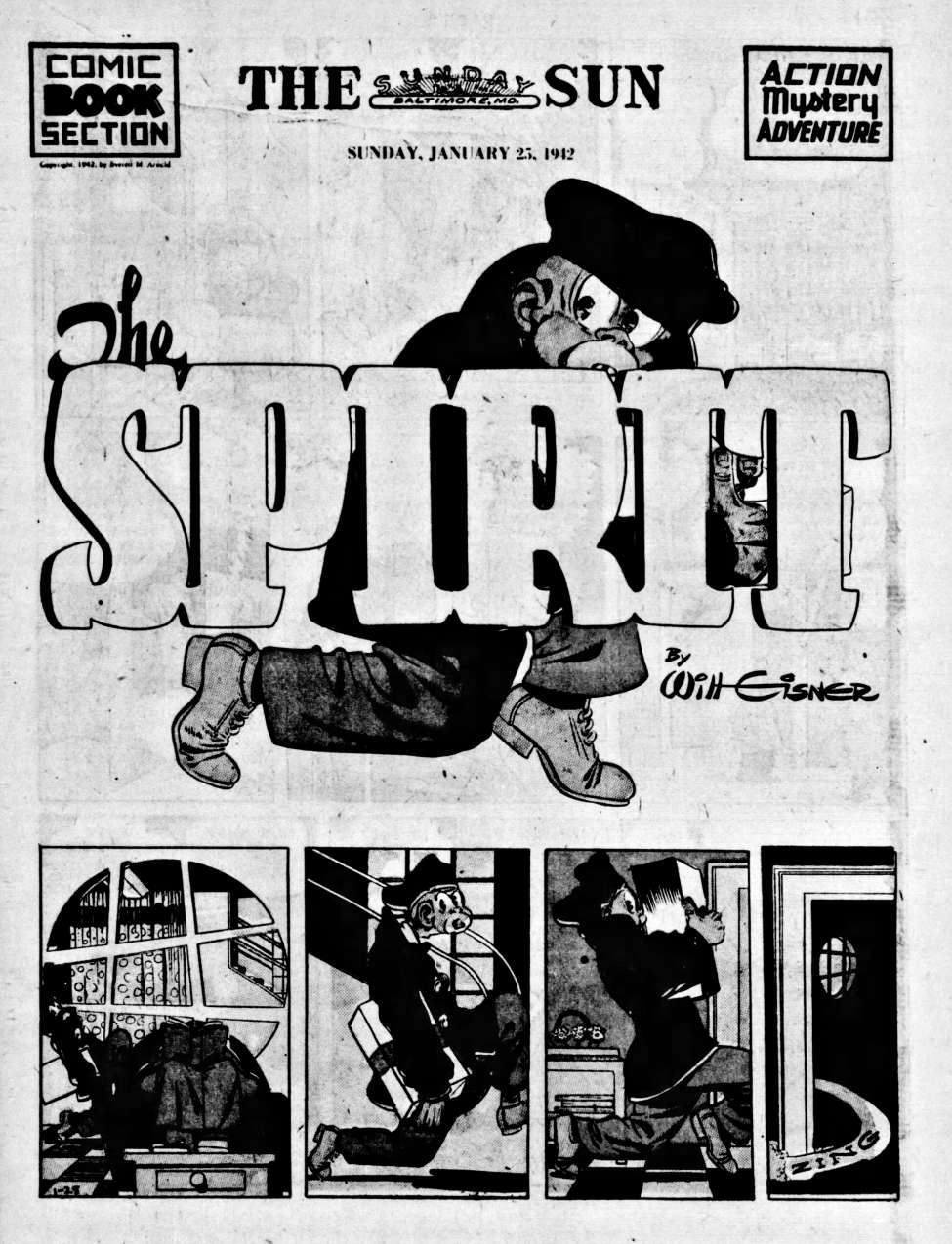 Book Cover For The Spirit (1942-01-25) - Baltimore Sun (b/w)