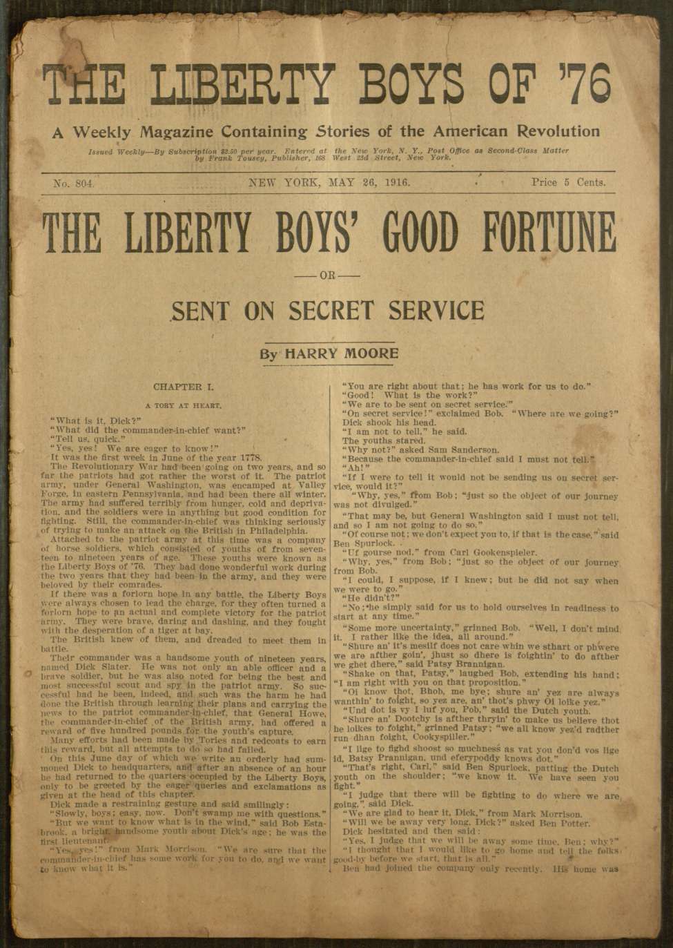 Book Cover For The Liberty Boys of 76 804 - The Liberty Boys' Good Fortune