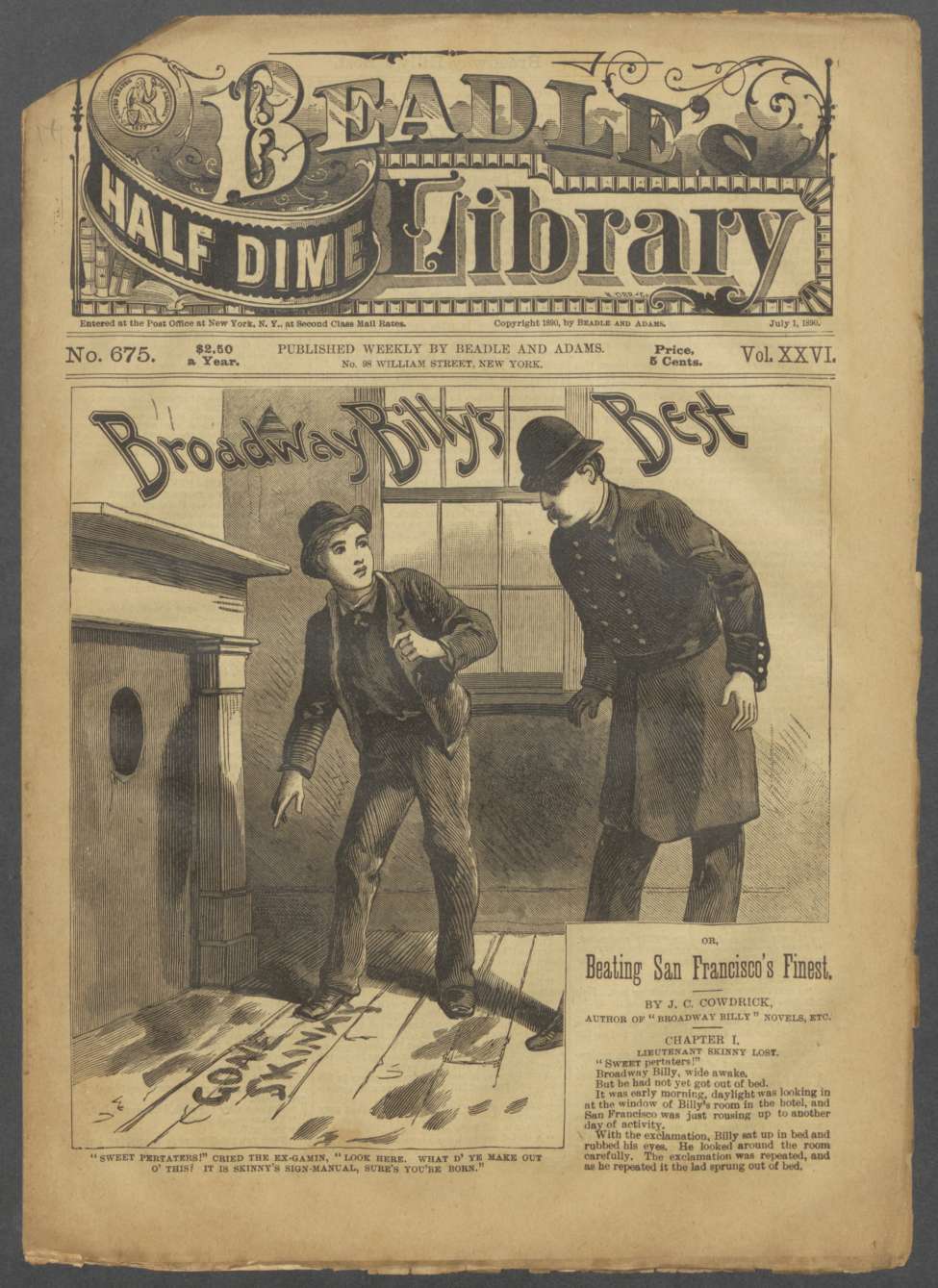 Book Cover For Beadle's Half Dime Library 675 - Broadway Billy's Best